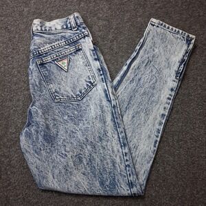 Vintage Palmettos High Waisted Acid Wash Tapered Leg Jeans Blue 80s 23 Waist